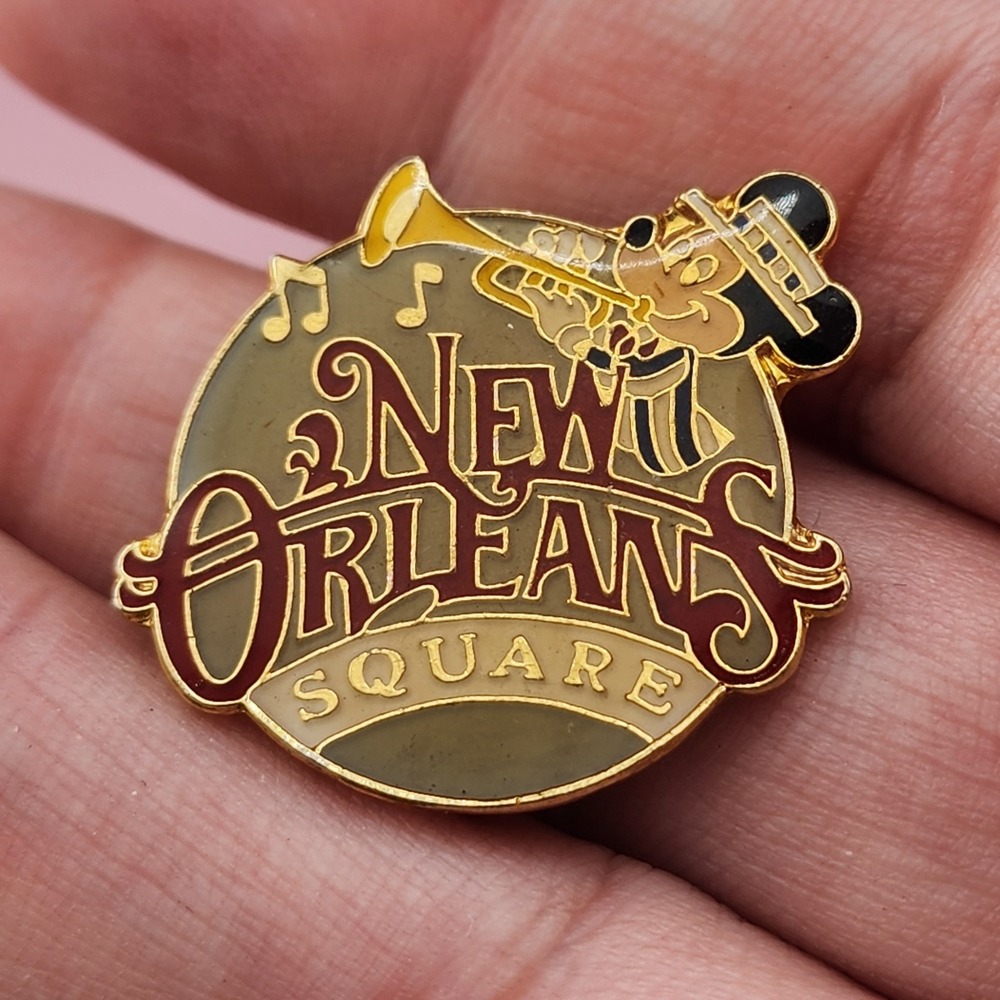 Disney New Orleans Square Mickey Mouse Jazz Trumpet Enamel Brooch Pin Vintage